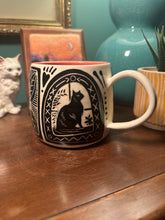 Load image into Gallery viewer, Sgraffito mug #22 - cat in window