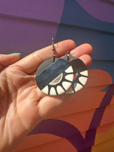 Load image into Gallery viewer, Medium black white and gold earrings