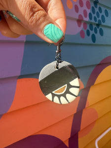 Medium black white and gold earrings