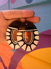 Load image into Gallery viewer, Large black and white earrings with gold accents