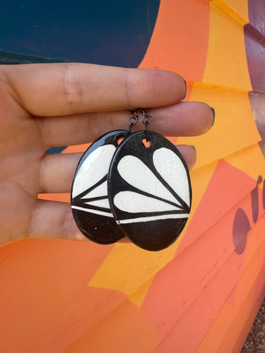 Black and white petal earrings