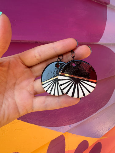 Black and white burst earrings